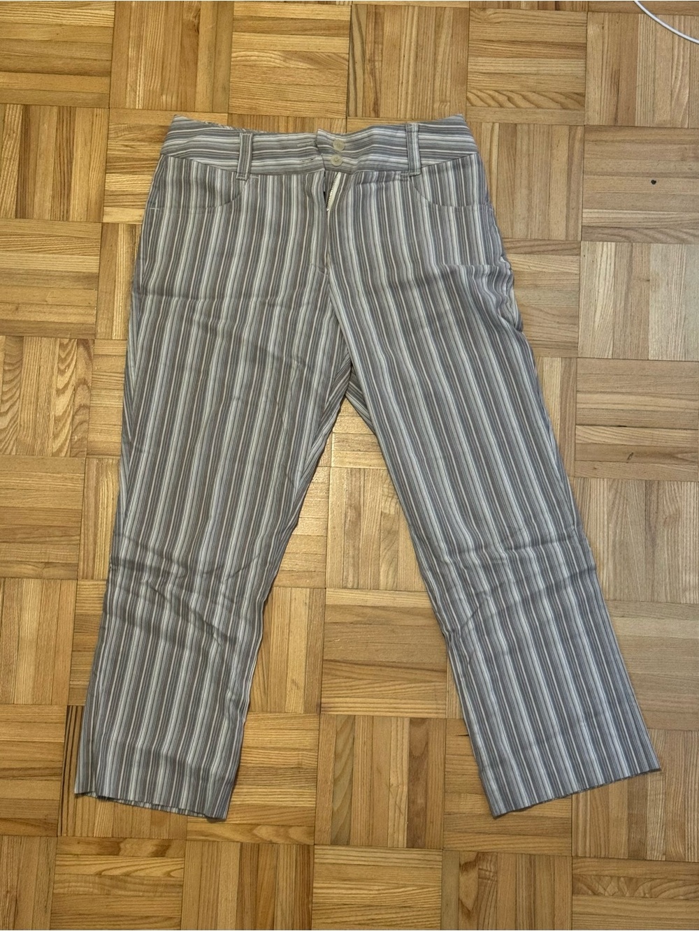 Striped Gray Cropped Trousers